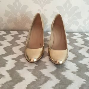 JCrew Martina Metallic Wedges - Metallic Blush